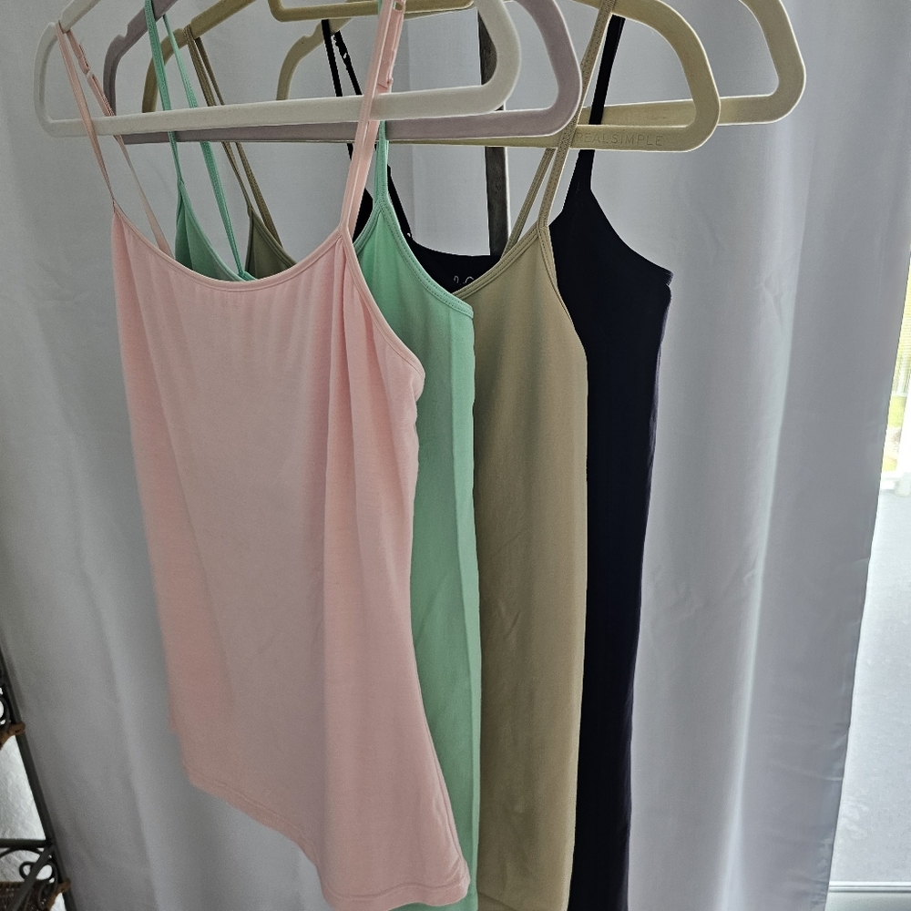 4 for $25 Mint Green Stretchy Spaghetti Strap Tank Top - Picture 7 of 8
